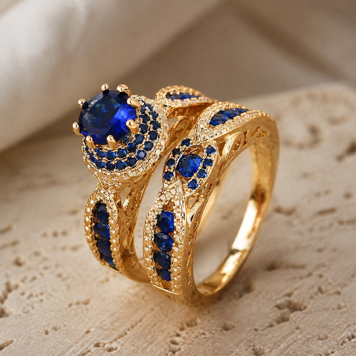 Annora — Victoria Gilded Sapphire Ring Set