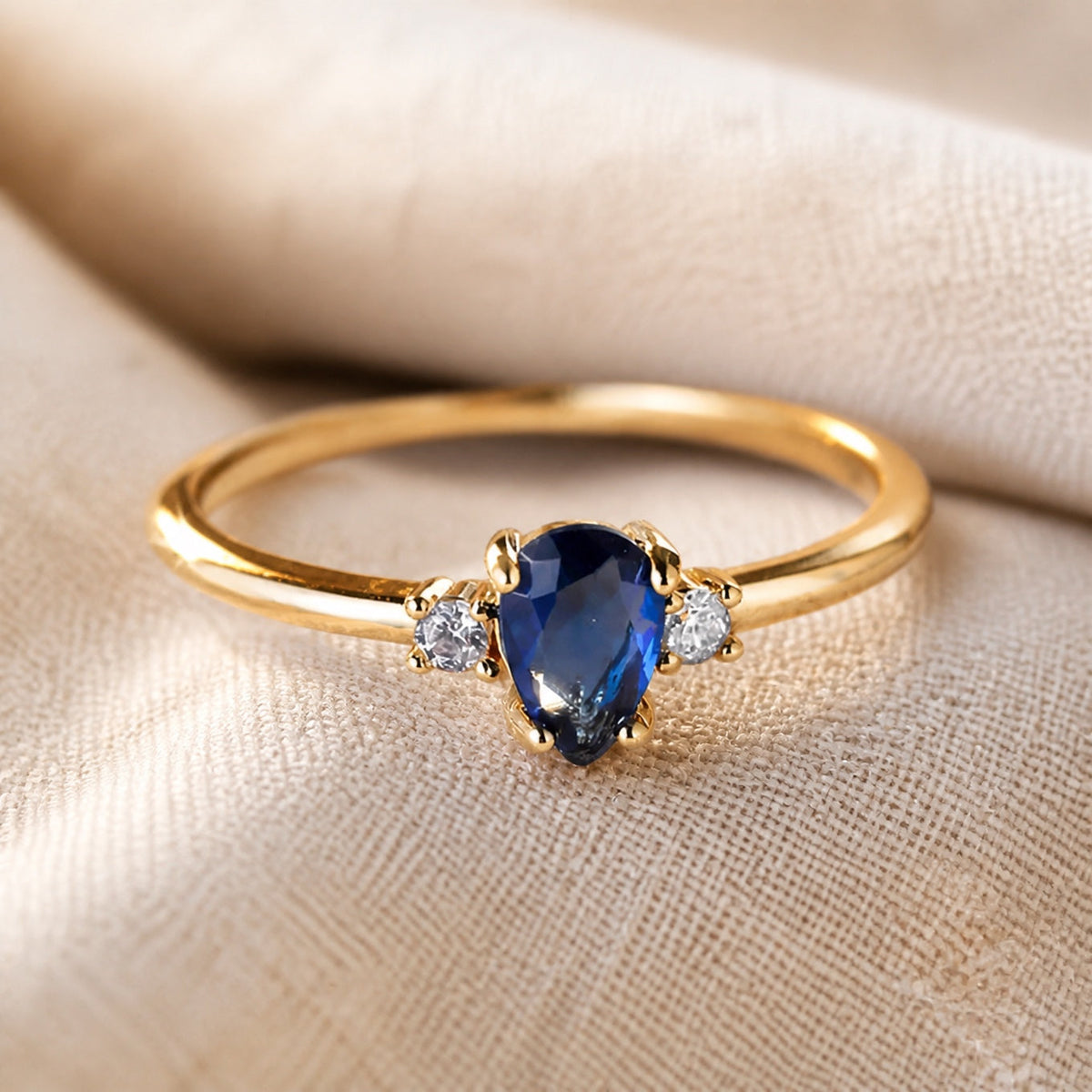 Zadie — Minimalist Pear Cut Royal Sapphire Ring