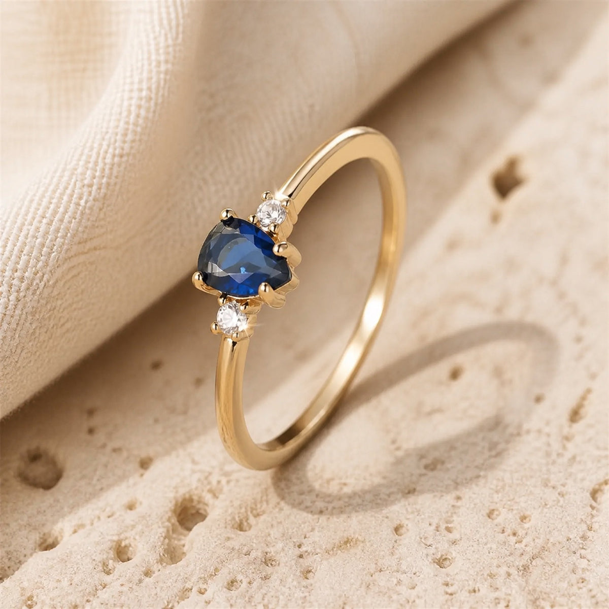 Zadie — Minimalist Pear Cut Royal Sapphire Ring