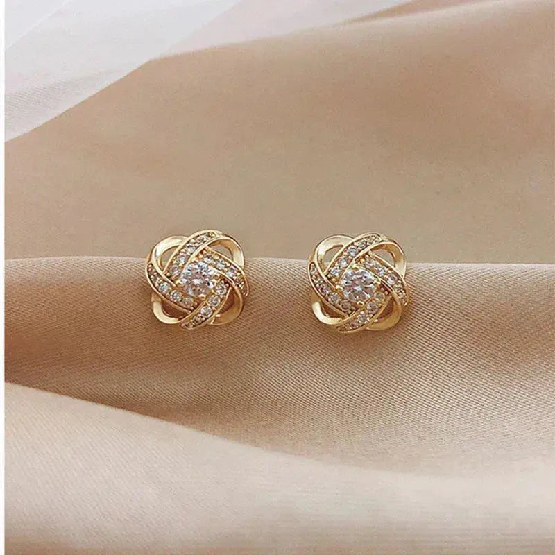 Holly — Gold-Tone Spiral Crystal Earrings