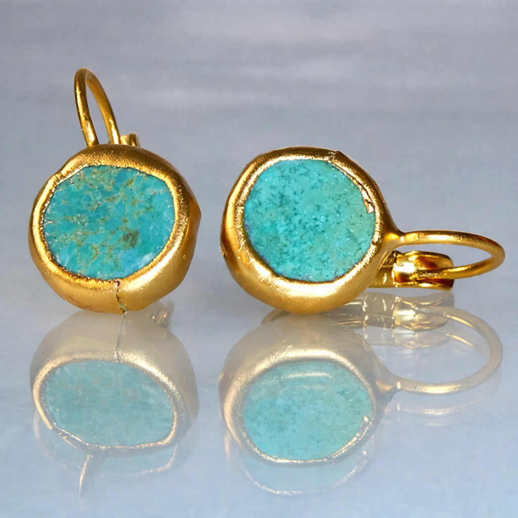 Georgia — Gold Earrings with Turquoise Stone