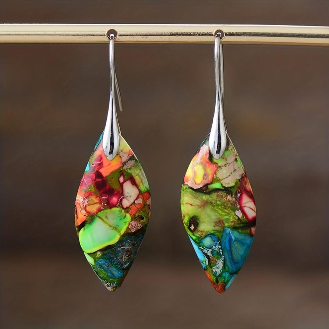 Hollis — Bohemian Natural Stone Leaf Earrings