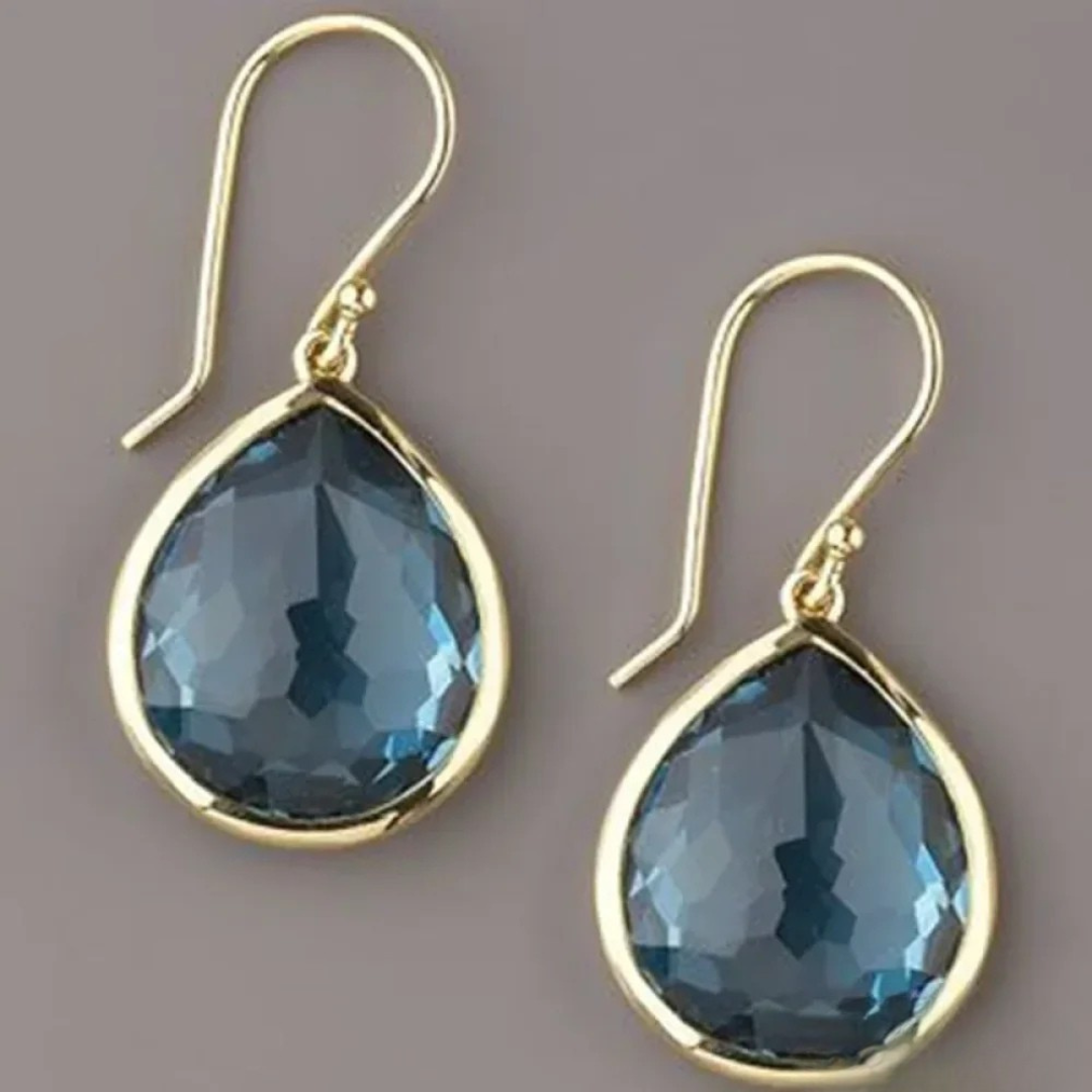Elegant Retro Drop Earrings Adorned with Blue Crystals