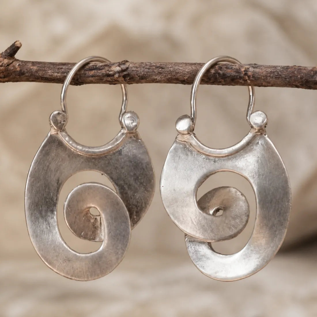 Vintage Irregular Form Silver Earrings