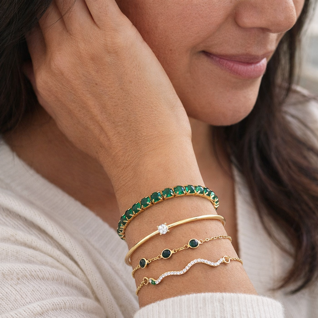 Emerald Bracelet Set | Gold