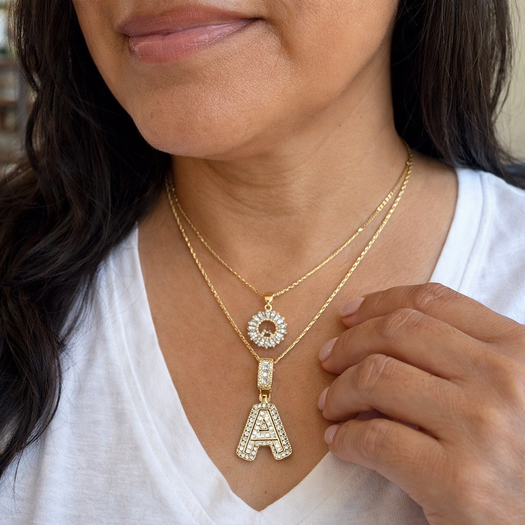 Pavé Initial Necklace Set