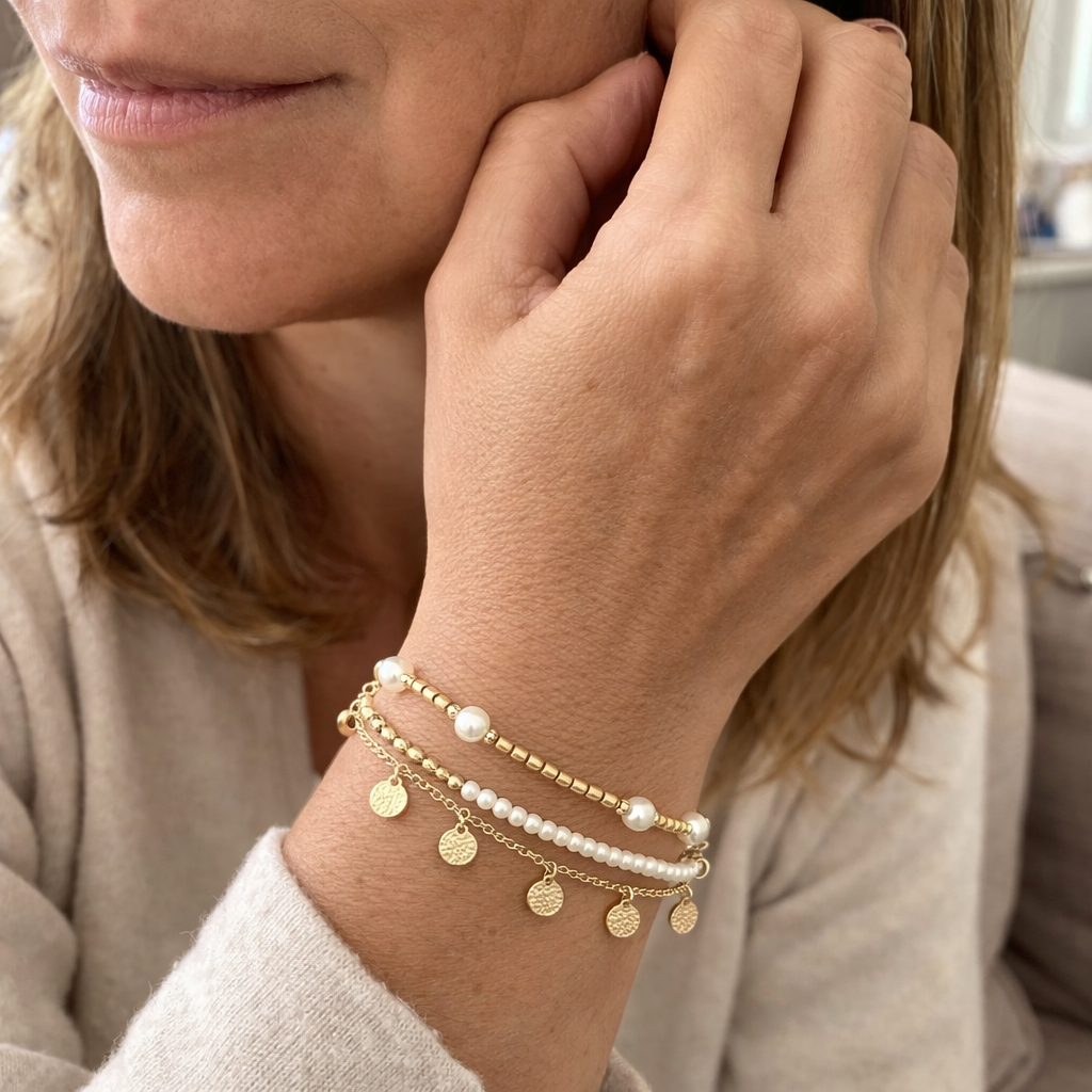 3-Piece Layered Anklet Set Coastal Charm | Gold
