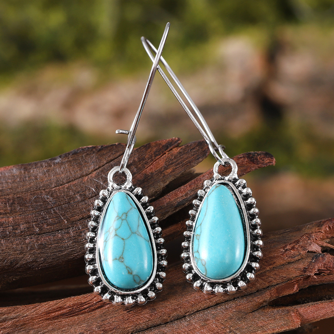 Isla — Turquoise Silver Teardrop Earrings