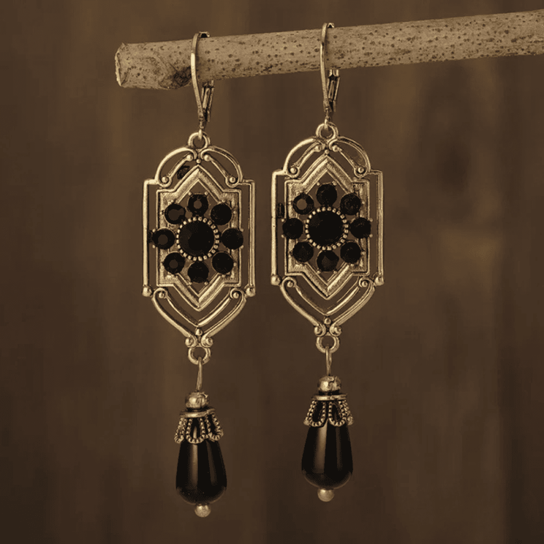 Autumn — Black Crystal Drop Earrings