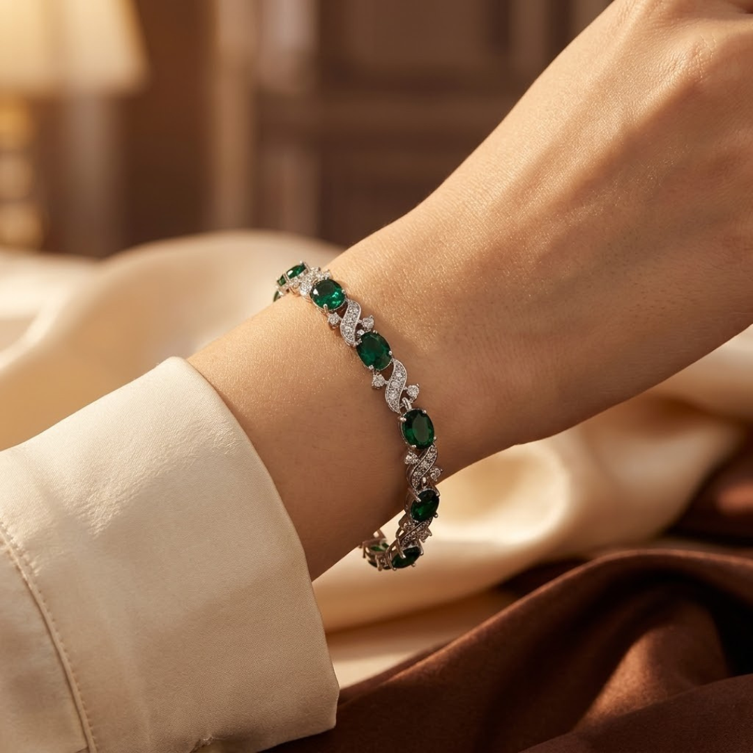 Rose — Vintage Silver Emerald Bracelet