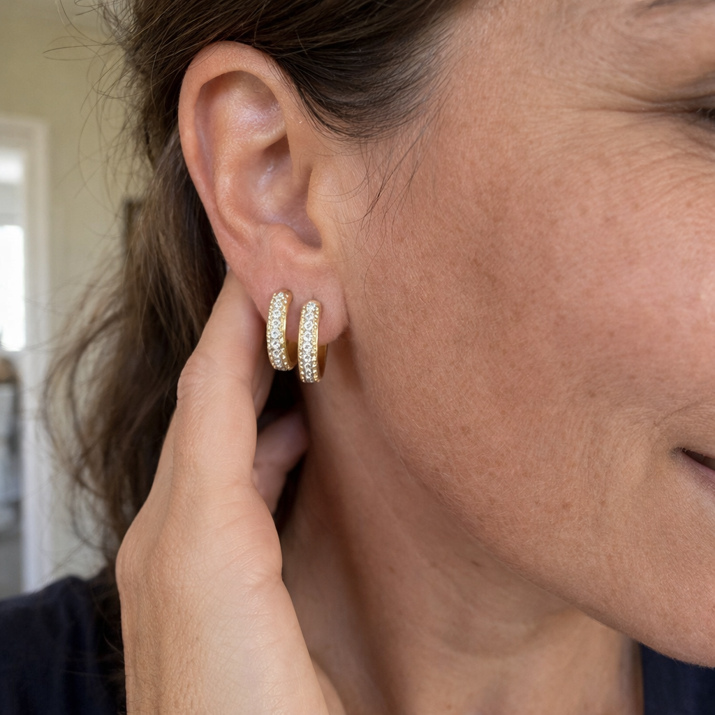 Pavé Icon Hoop Earrings | Gold