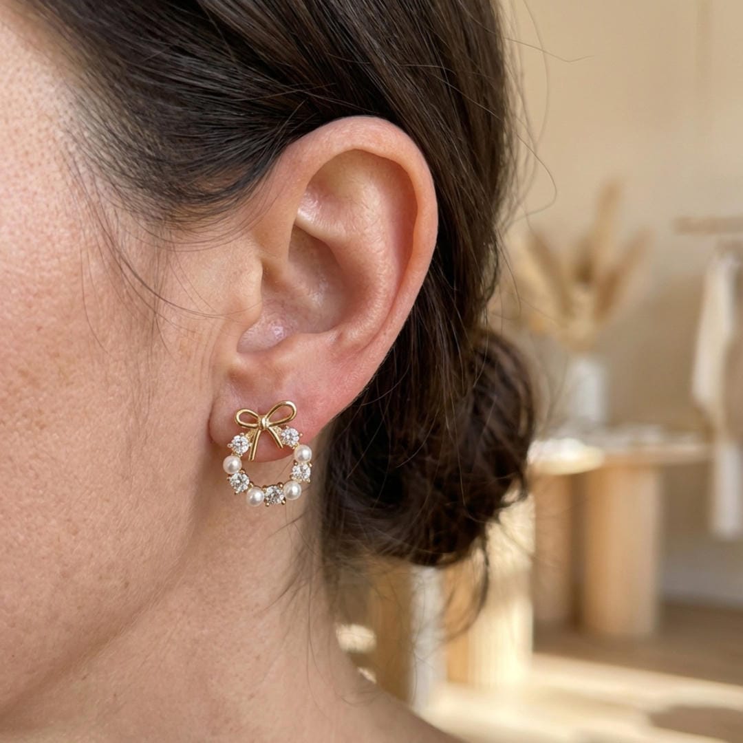 Nauha — Pearl Bow Earrings