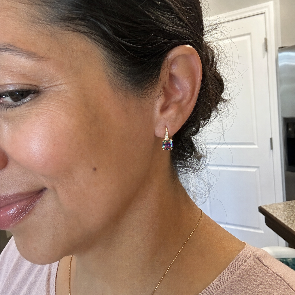 Hoop Earrings with Mystic Stone