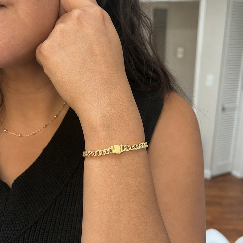 Pavé Cuban Link Bracelet | Gold