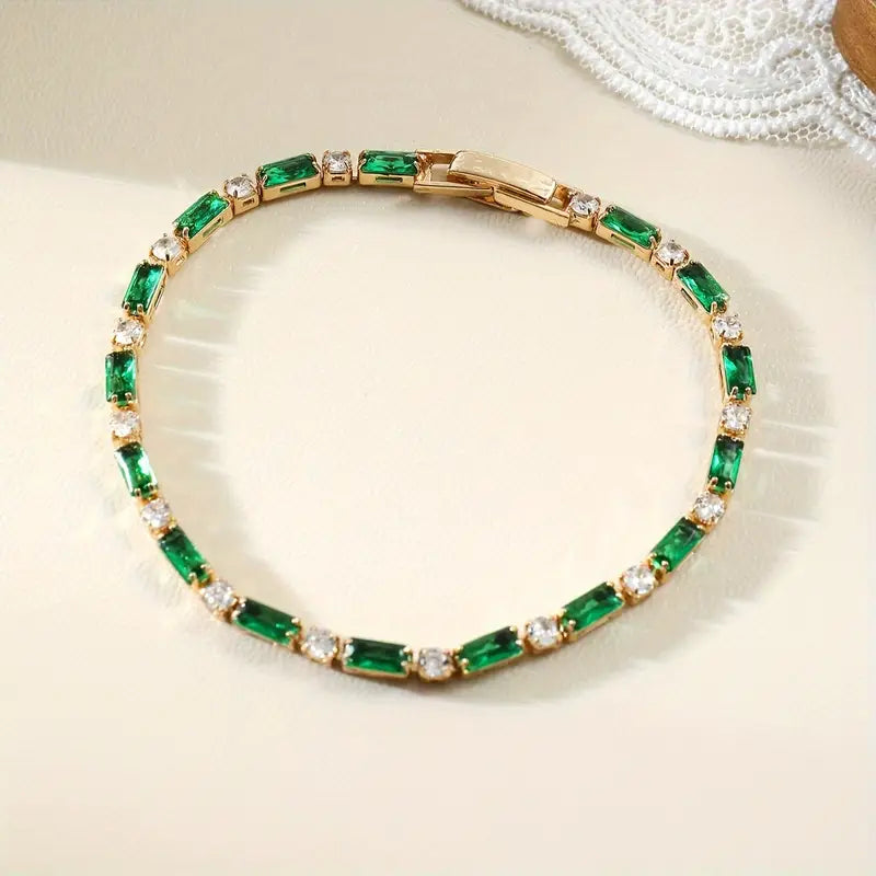 Liliane — Gold Emerald Alternating Tennis Bracelet