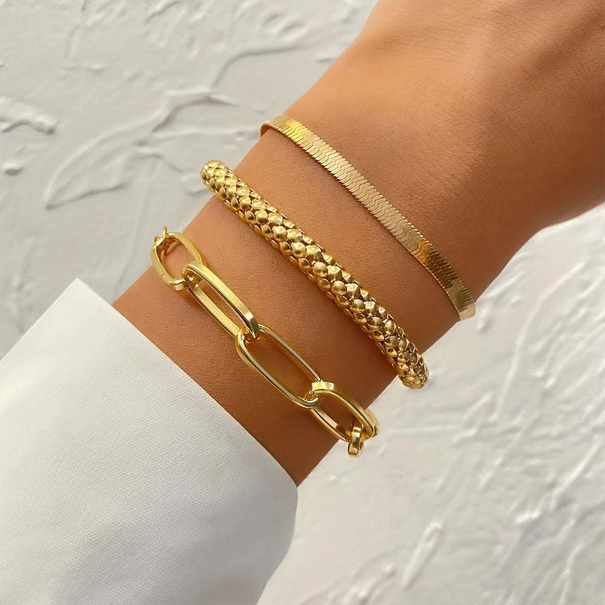 Holly — Layered Snake Chain Bracelet Set