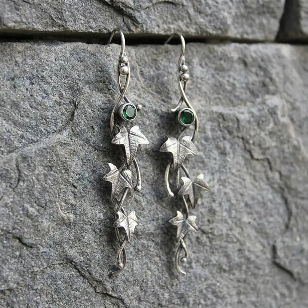 Vintage plant leaves vine earrings