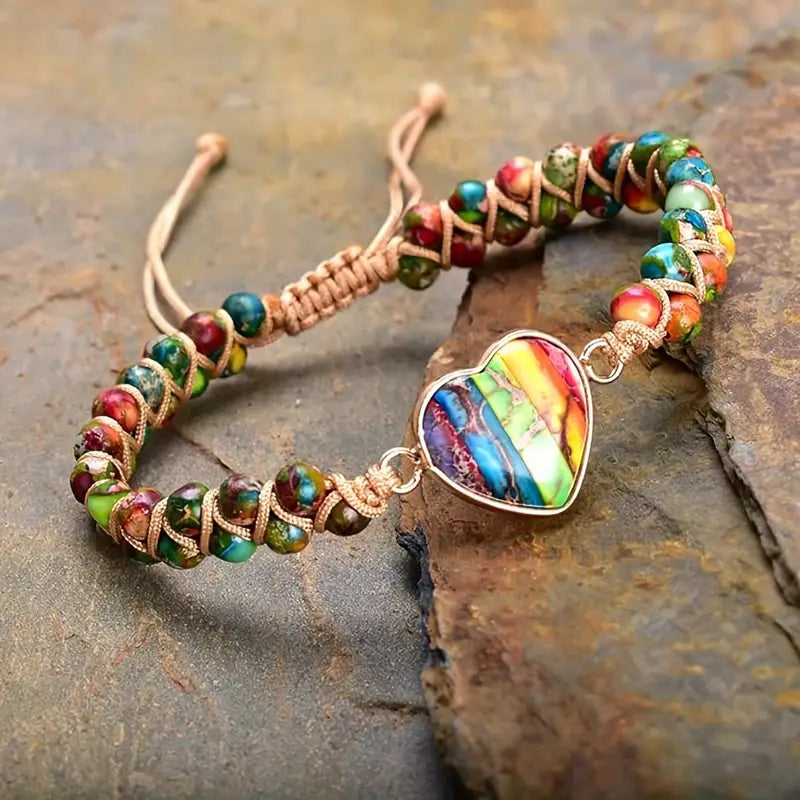 Johanna — Boho Adjustable Heart Stone Bracelet