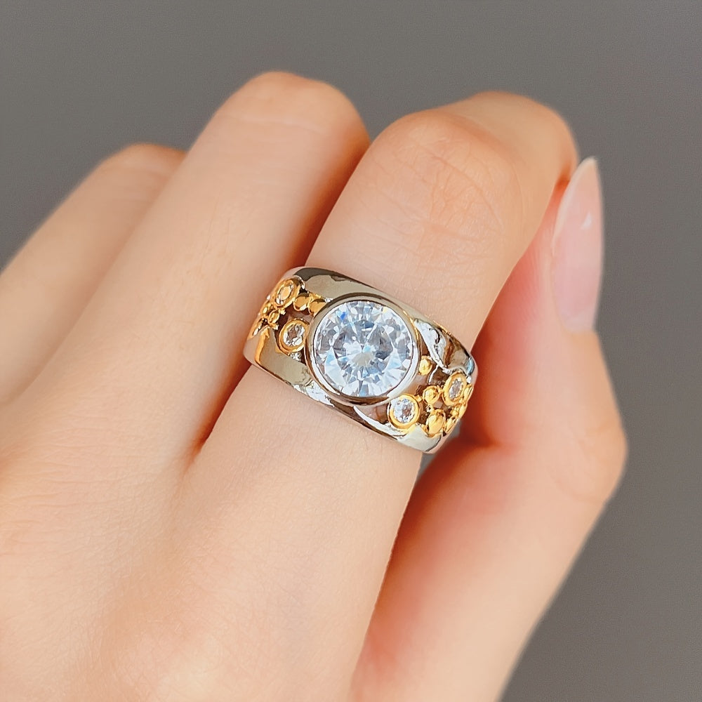Ione — Golden Two Tone Zirconia Ring