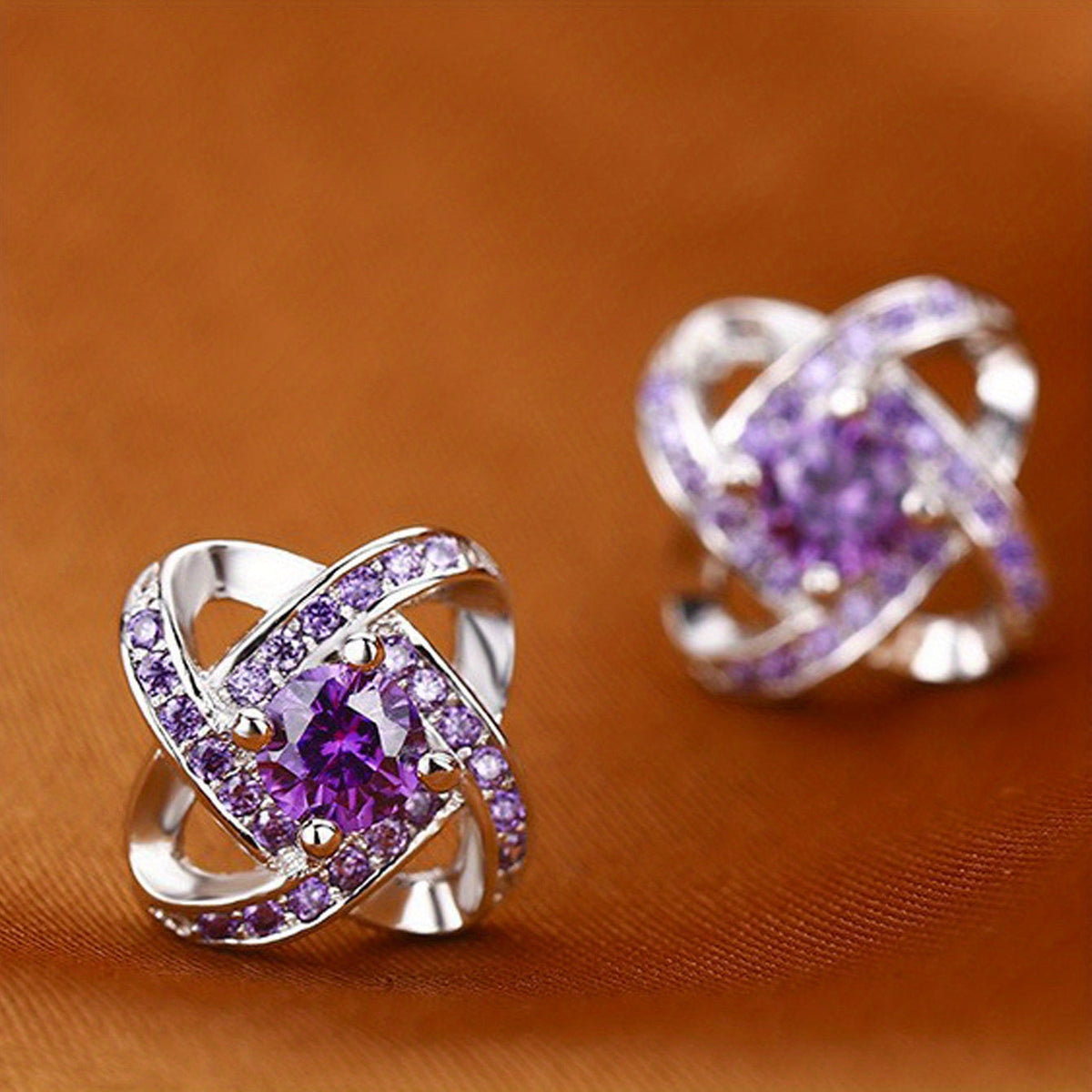 Elegant Purple Clover Earrings