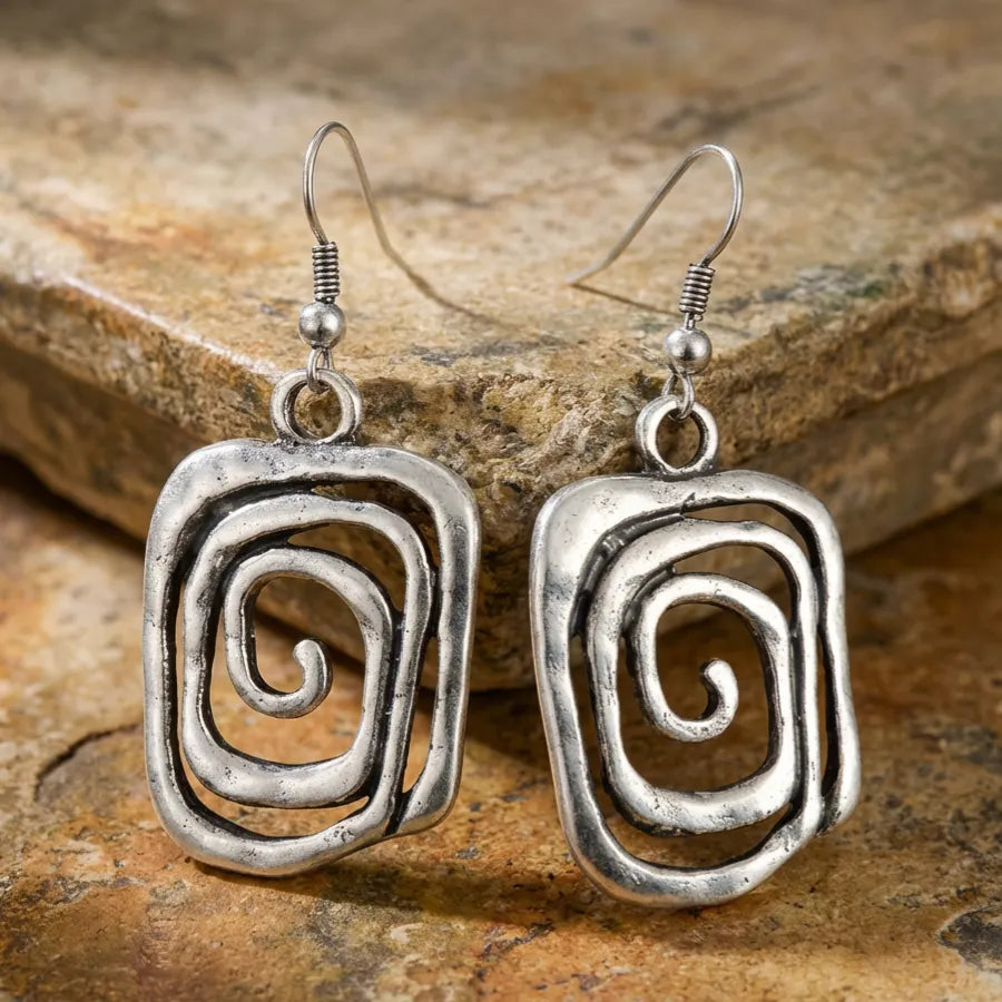 Spiral Boho Earrings in Silver