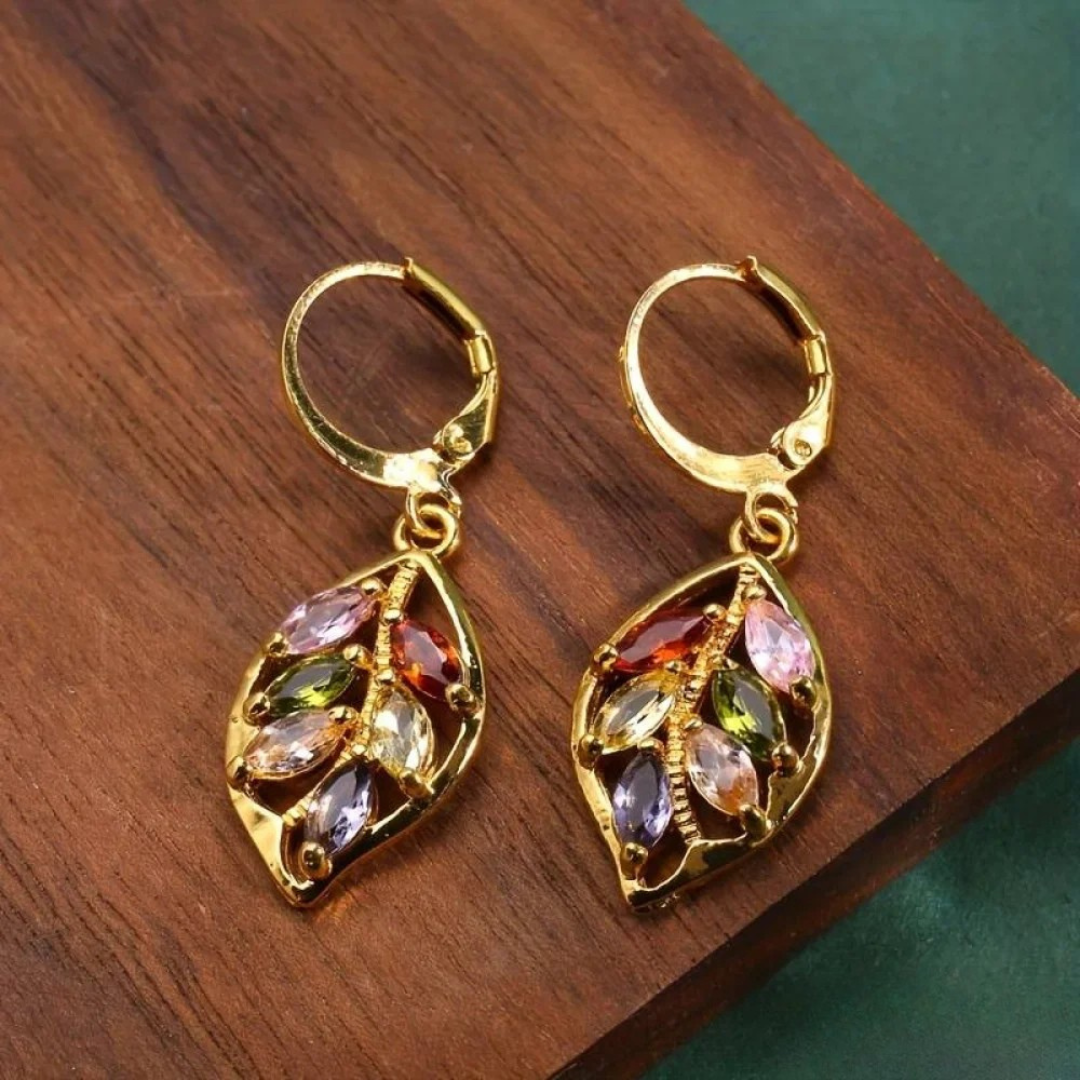 Andrea — Vintage Multicolor Leaf Earrings