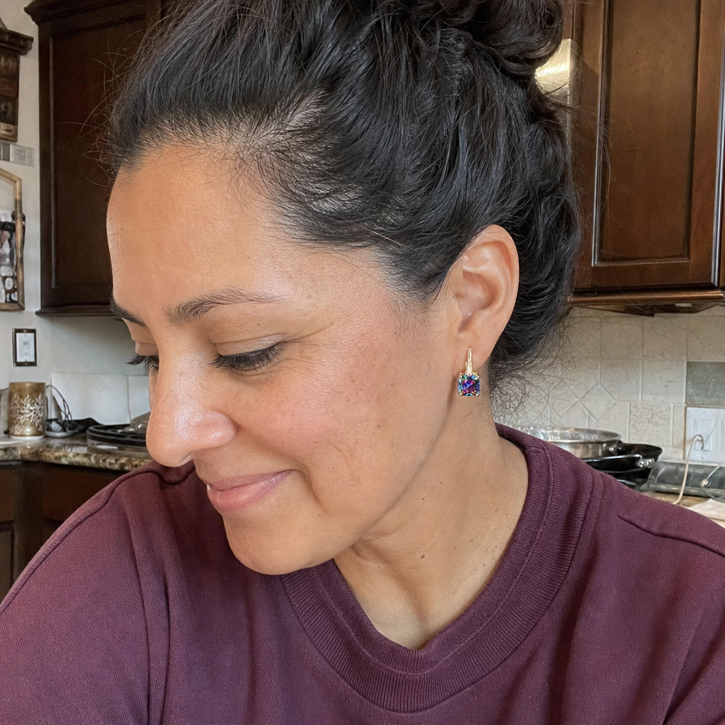 Hoop Earrings with Mystic Stone