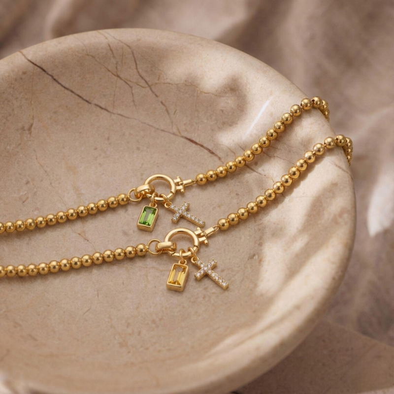 Arianna — Birthstone Cross Bracelet