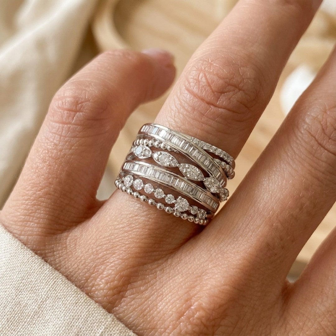 Arianwen — Vintage Layered Zirconia Silver Ring