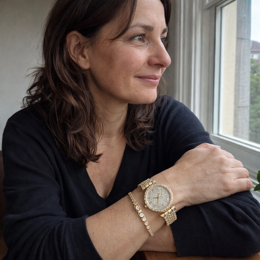 Radiant Luxury Watch and Bracelet Set | Gold