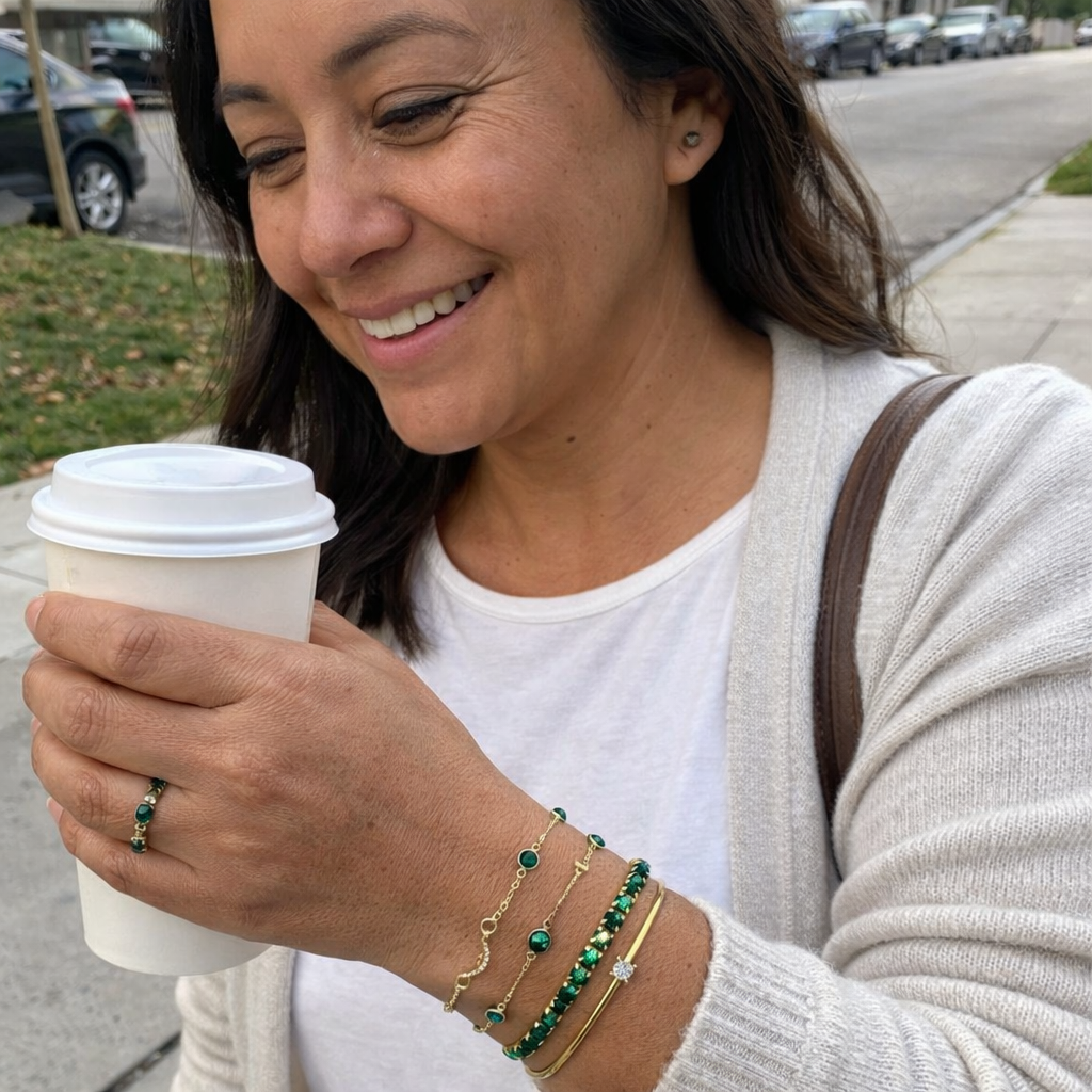 Emerald Bracelet Set | Gold