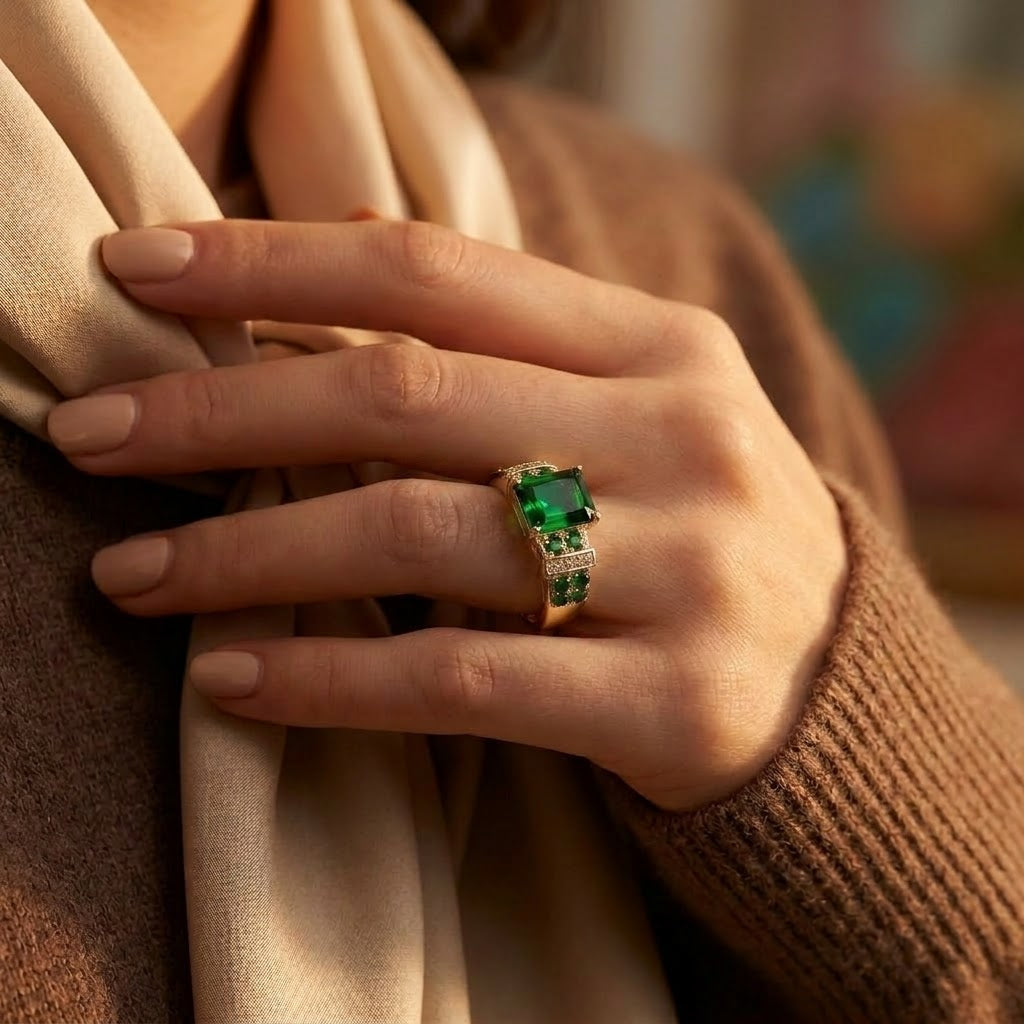 Delphine — Gold Emerald Multi-Stone Ring