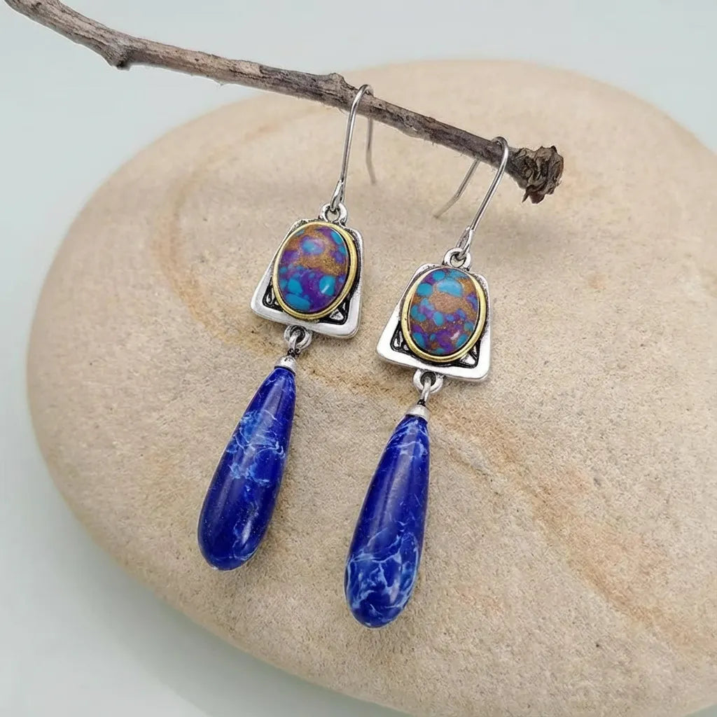 Lapis lazuli swinging earrings