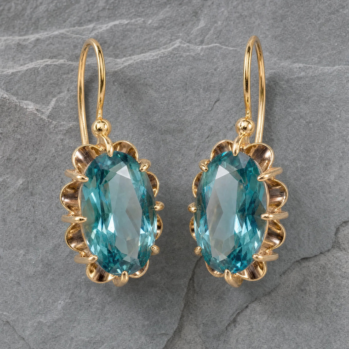 Vintage Blue Crystal Golden Earrings