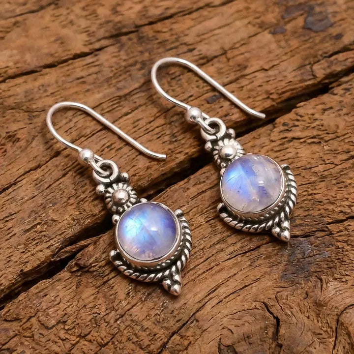 Vintage Moonstone Long Pendant Earrings