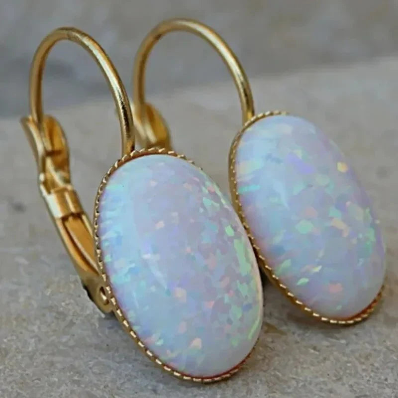 Estelle — Vintage White Opal Golden Earrings