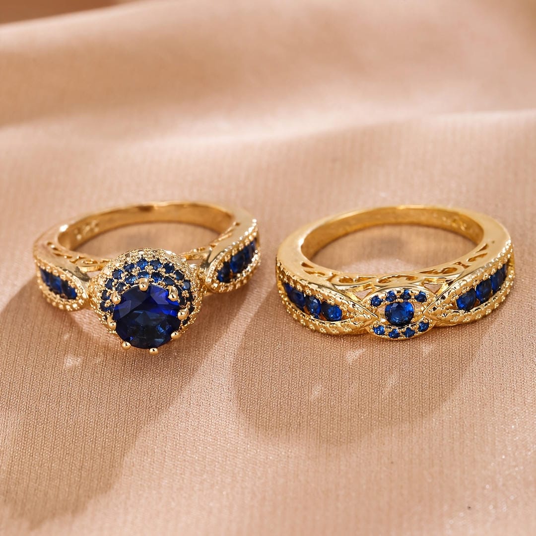 Annora — Victoria Gilded Sapphire Ring Set