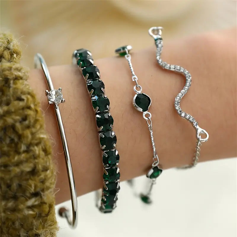 Lumi — Green Stone Bracelet Set
