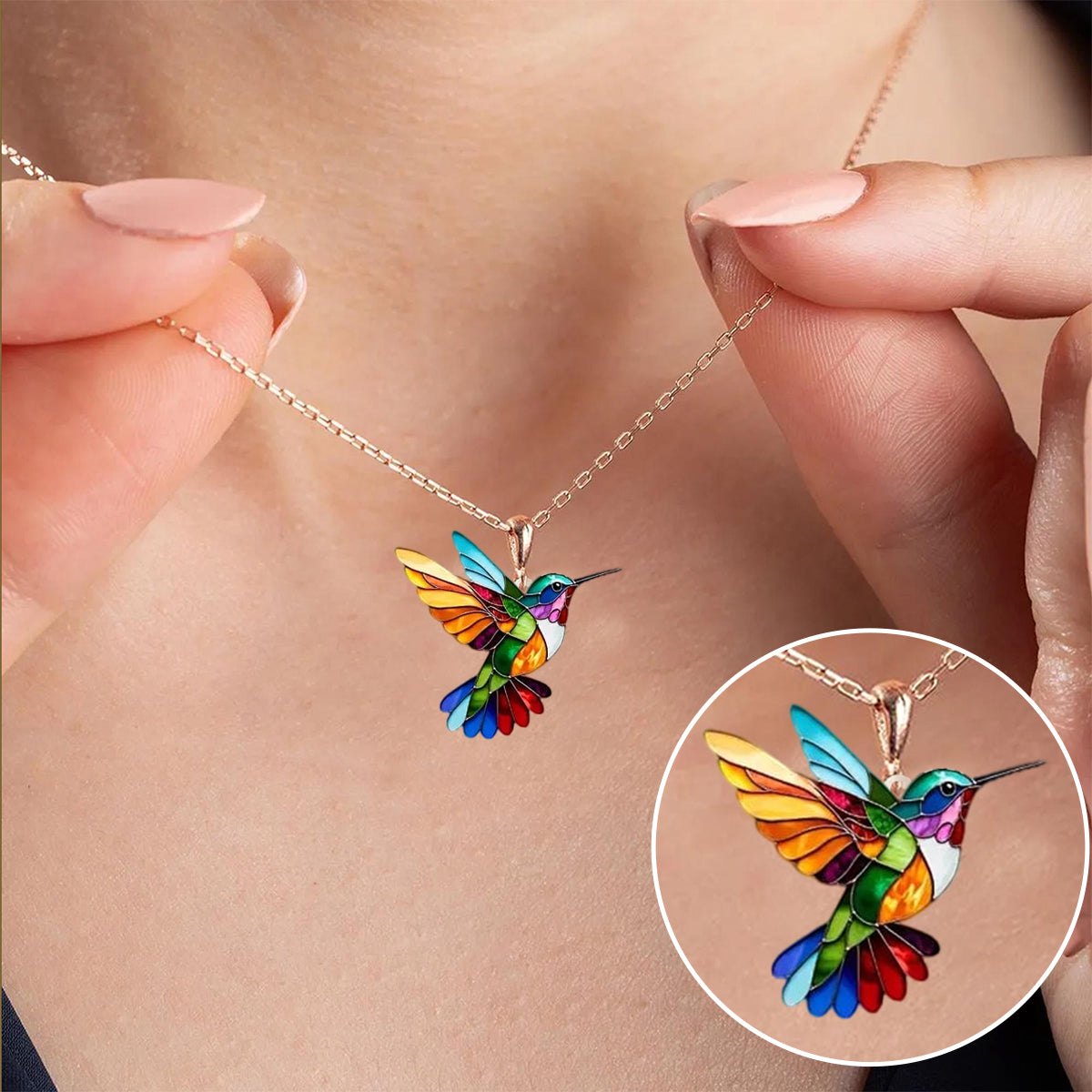 Lacey — Colorful Hummingbird Necklace