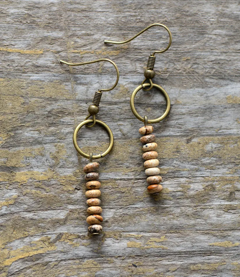 Marenna Earthy Jasper Bead Hoop Earrings