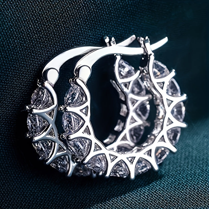 Ingrid — Zirconia-Inlaid Circle Hoop Earrings