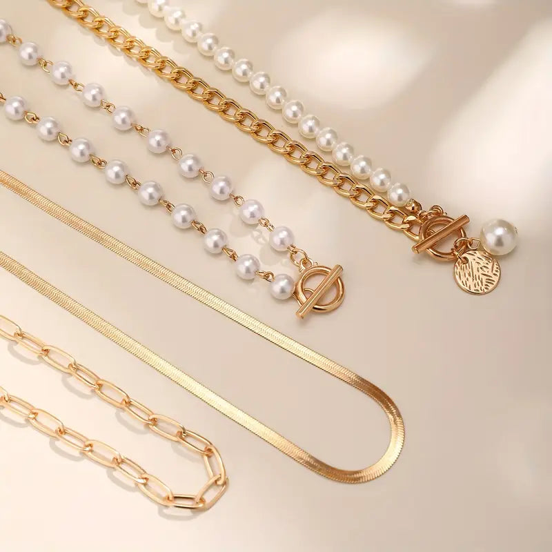 Paloma — Modern Layered Pearl Necklace Set