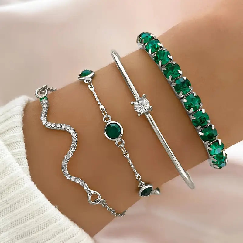 Lumi — Green Stone Bracelet Set