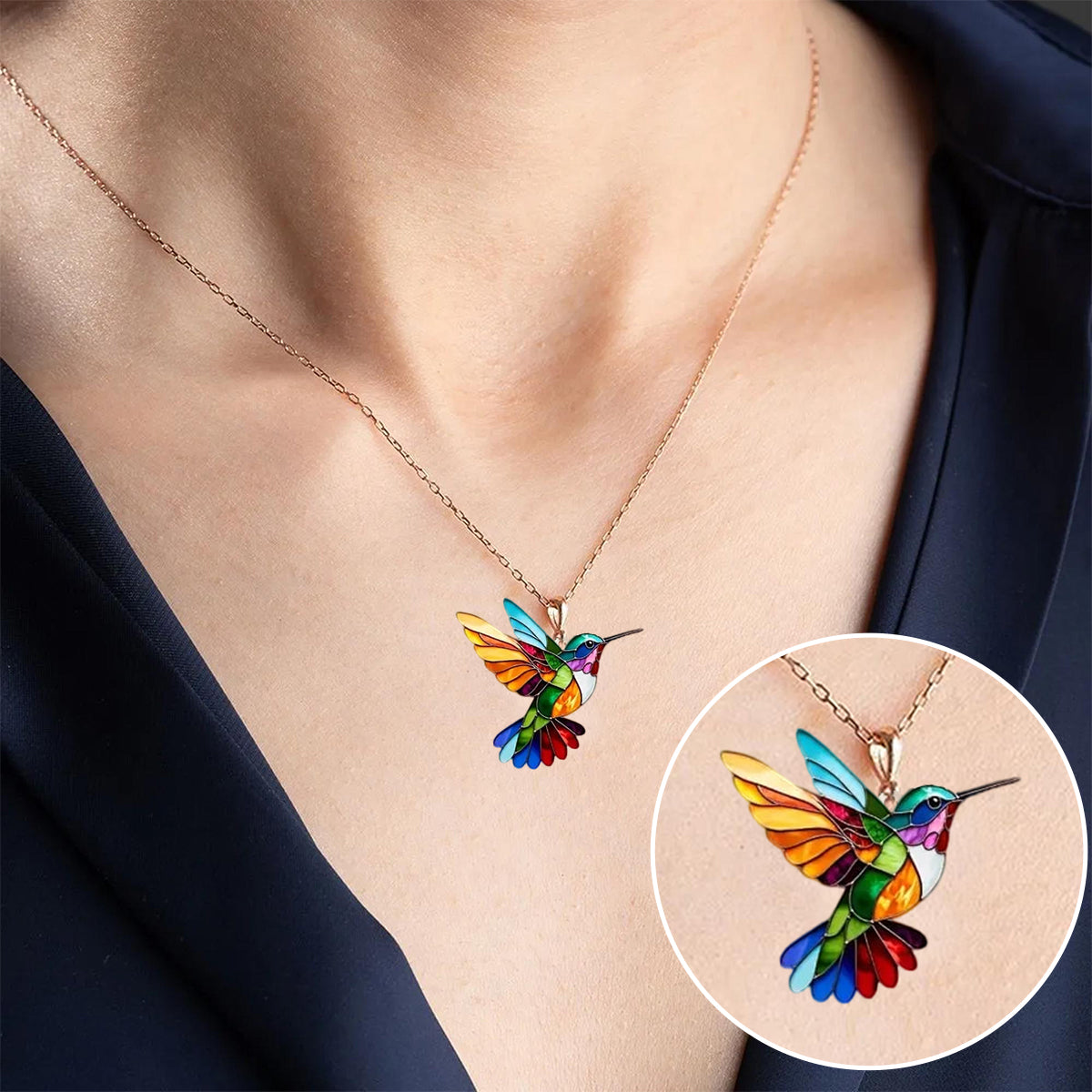 Lacey — Colorful Hummingbird Necklace