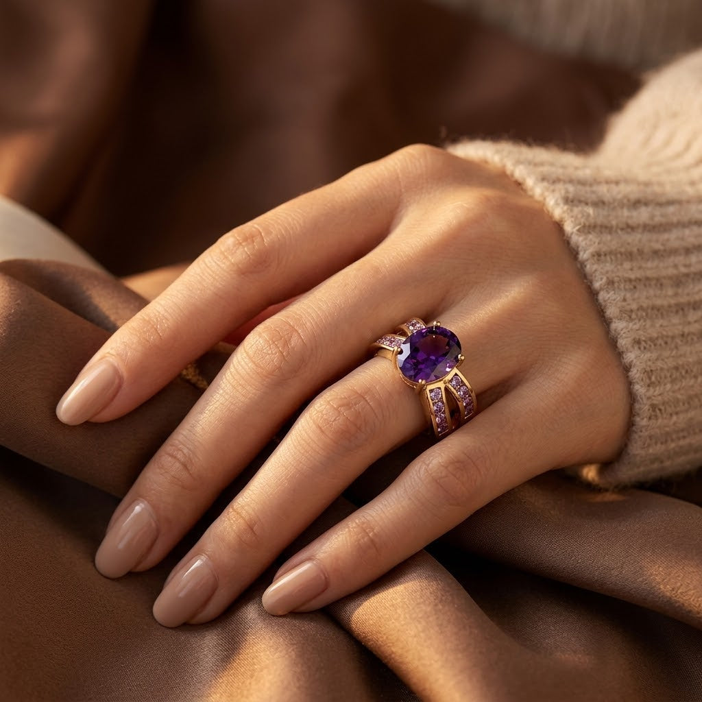 Geraldine — Gold Amethyst Split Band Ring