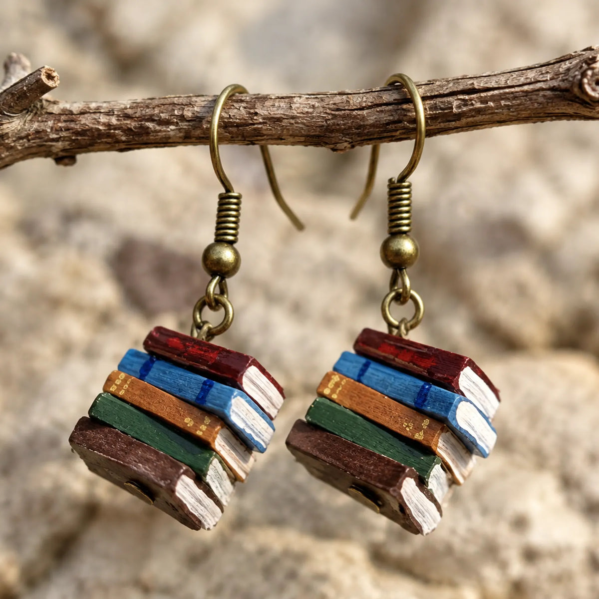 Stacked Book Earrings