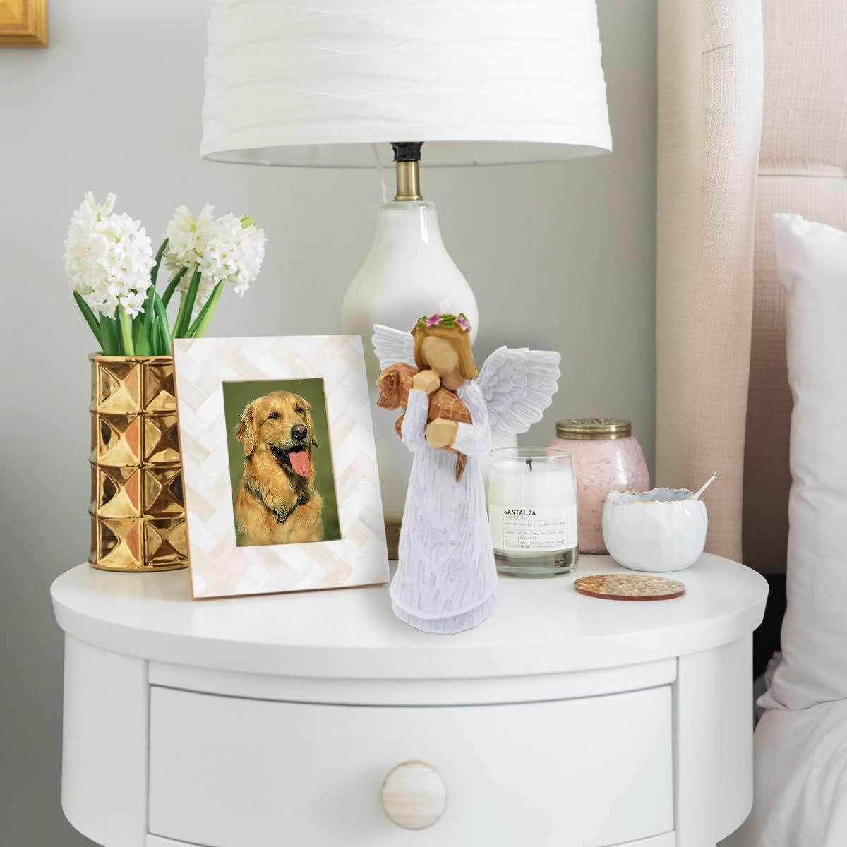 Stevie — Dog Memorial Gift Set with Angel of Friendship Figurine & Rainbow Bridge Chakra Bracelet