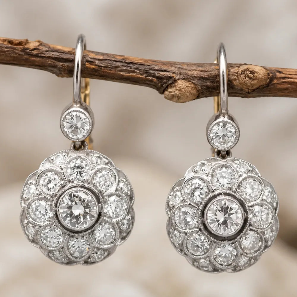 Vintage Rounded Mandala Crystal Earrings