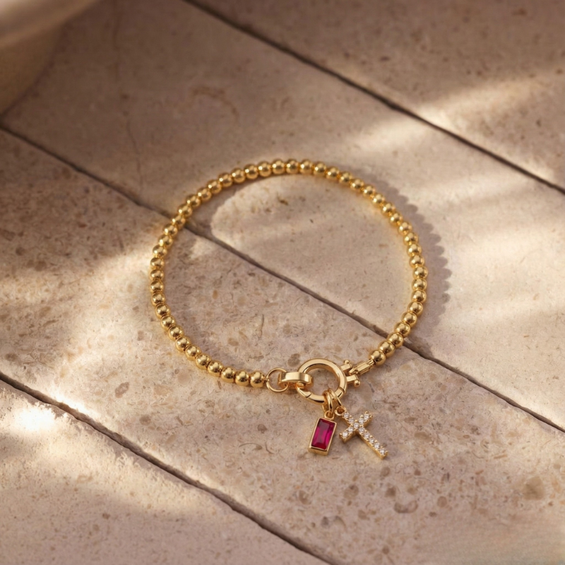 Arianna — Birthstone Cross Bracelet