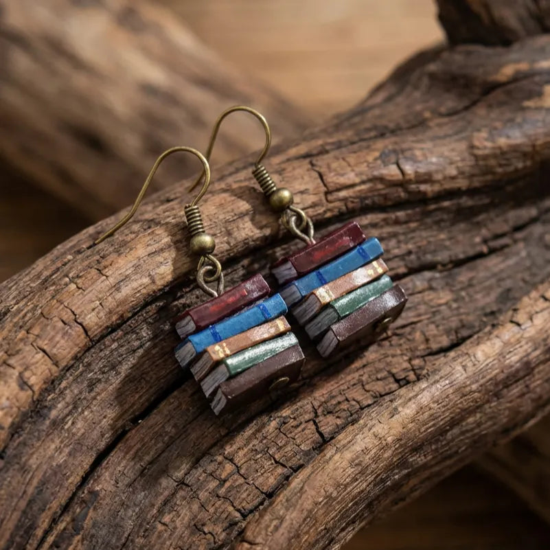 Stacked Book Earrings